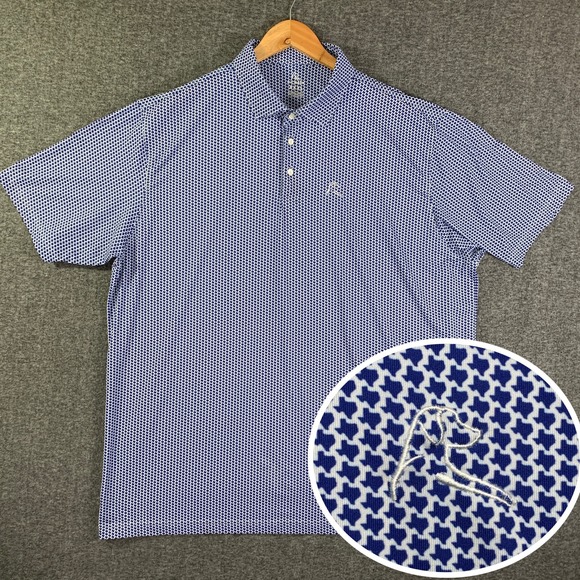 Rhoback Polo Men 3XL Texas Print Blue Performance Stretch Golf Preppy Modern - Picture 1 of 11